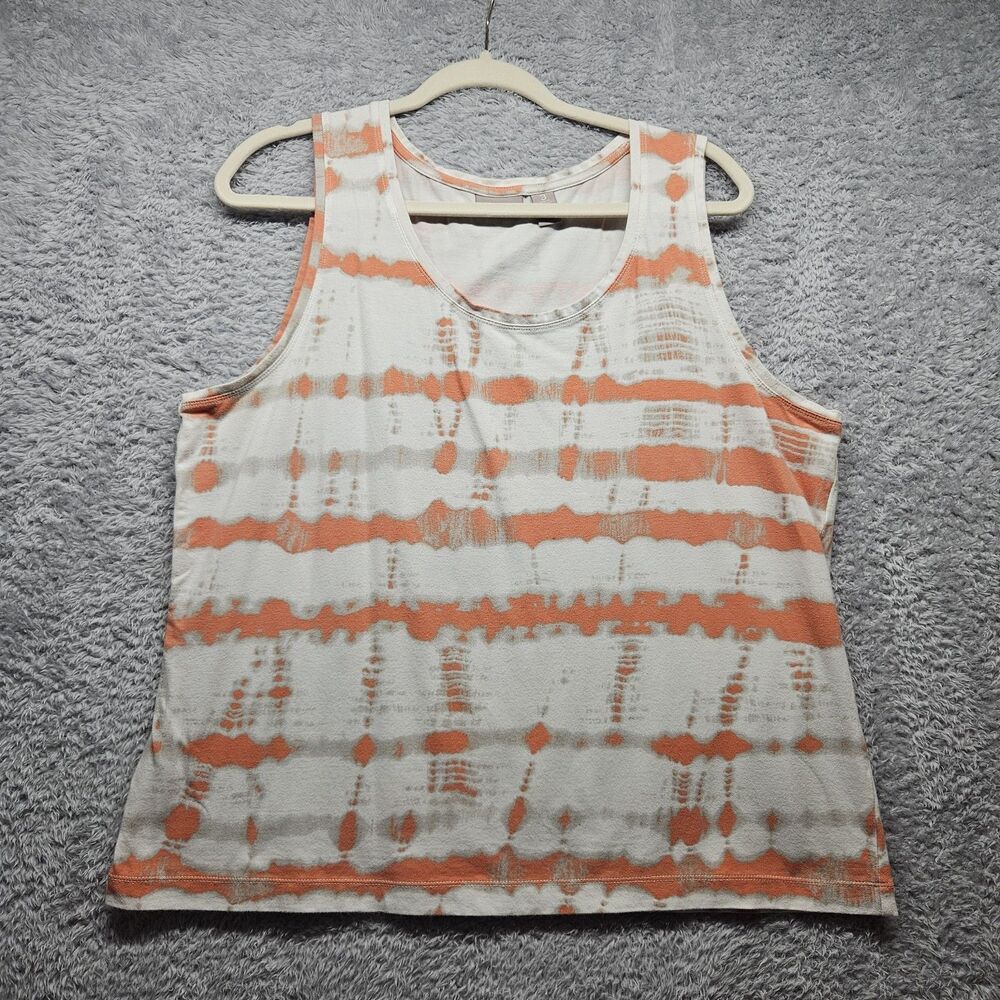 Chico's Womens White Tie Dye Tank Top Size 3 XL Casual Stretch
